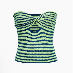 blue and green twist tube top